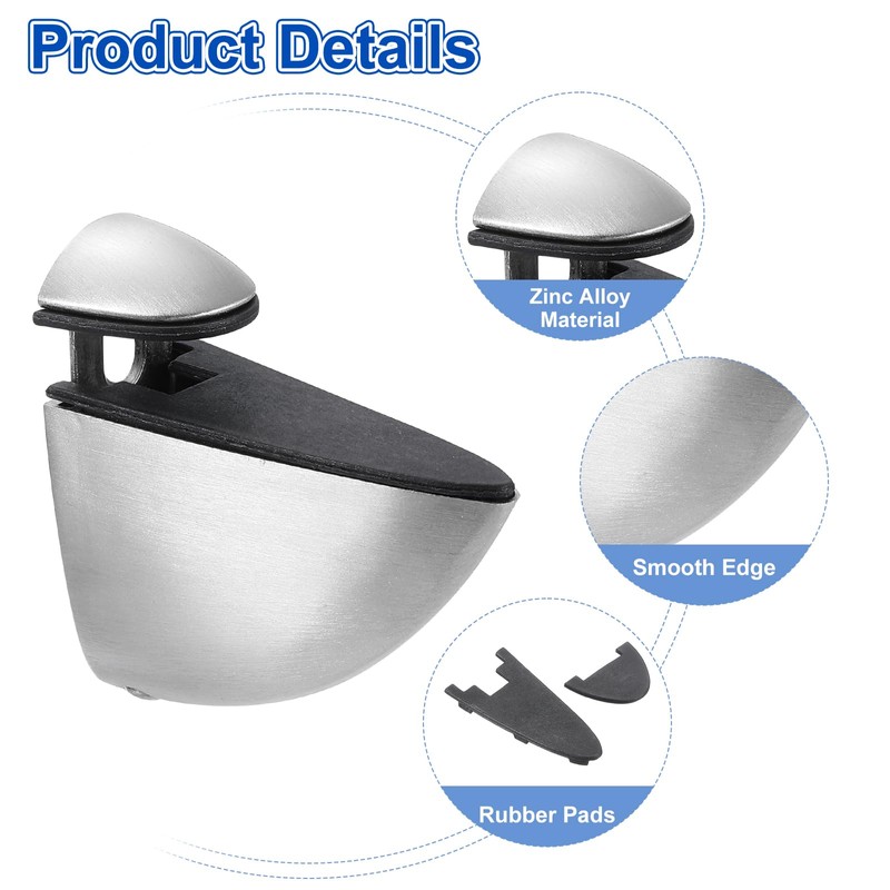 uxcell 2Pcs Glass Shelf Bracket, Glass Shelf Holder Support Wall