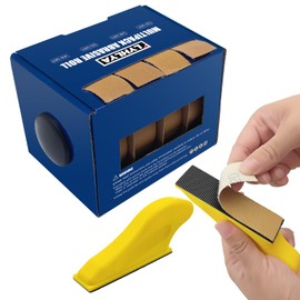 Hook and Loop Rollos de papel de lija, 4 rollos de tela esmeril de grano 1 pulgada x 20 pies, surtido de papel de arena con dispensador de grano 150, 240, 320, 400 con 2 mini kits de lijadora