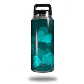 Bokeh Hearts Neon Teal - Decal Style Skin Wrap fits Yeti Rambler Bottle 36oz (YETI NOT INCLUDED)