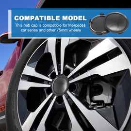 Set of 4 Hub Caps for 75 mm Wheel Hub Caps, Wheel Hub Caps, ABS Hub Caps, Wheel Centre Cap, Replacement Parts (Black)