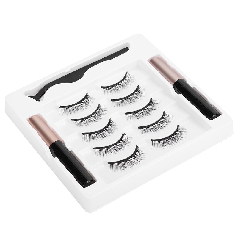 5 Pairs False Eyelashes Magnetic Liquid EyelinerTweezers Set Eyelashes Makeup