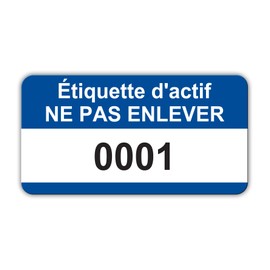 Blue French Asset Tag Labels - Numbered 1 to 500-38mm x 20mm Permanent Synthetic PP Labels - Price per Pack of 500 Labels (P/NO. 7828640FR)