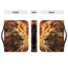Leather Bible Cover, Book Cover,UINDDWCB Bible Case, Bible Covers for Men, Boys,Lion 5,XL