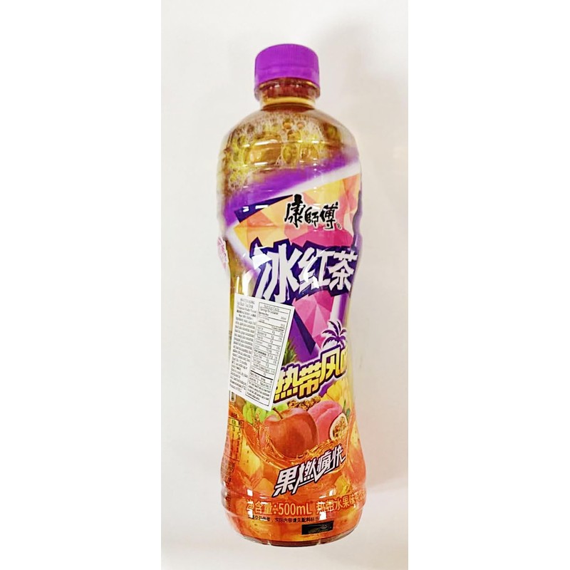Ice Black Tea Drink, Tropical Fruits Flavor,500mL,6 Bottles
