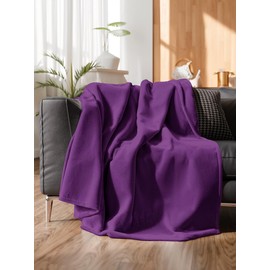 Ultra Soft Fleece Blanket King Size - Flannel Fleece Luxury King Blanket - Lightweight for Couch Bed Chair - Warm and Breathable - All Season Cozy Fuzzy Anti-Static Microplush Bedding - 300GSM, Purple
