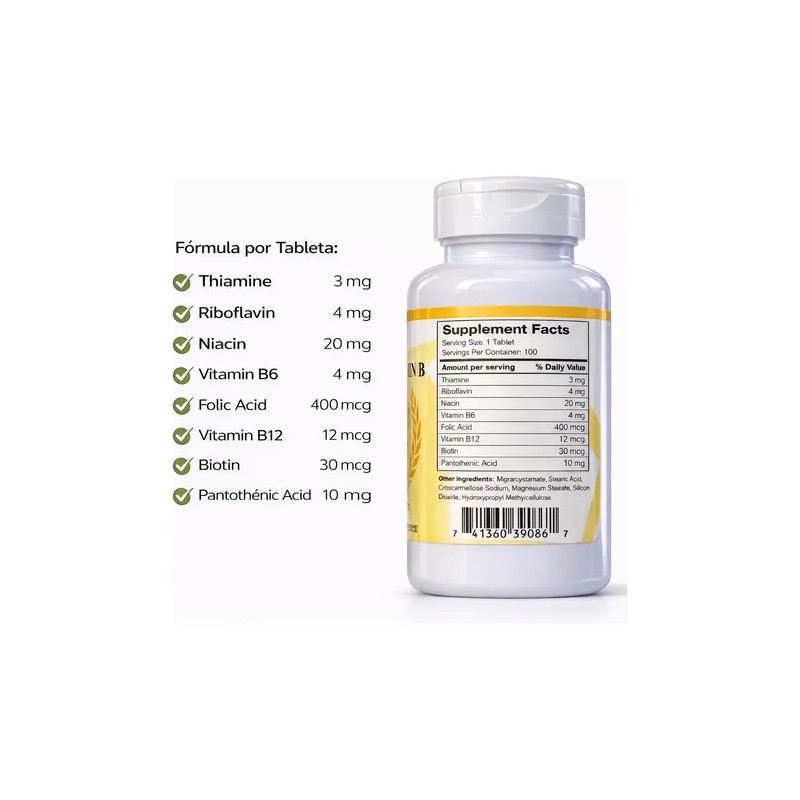 Complejo B 100 Capsulas Vitamina B1 B6 B12 Energia