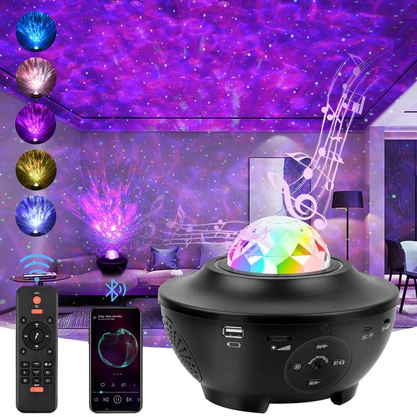 Galaxy Projector Light Star Projector: 2023 Upgraded Ocean Wave LED Night Light for Kids | Lamp for Bedroom with Remote Control 10 Colors Music Bluetooth Speaker Timer for Baby Adults Home Room Decor