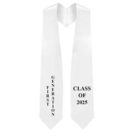 CLERKMANS First Generation Graduation Stole - Fits All Body Types – Printed First Generation in Black on White Satin Sash