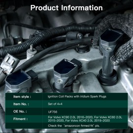 SCITOO 4 ignition coils wilth 4 iridium Spark Plugs,for Subaru Legacy 2.5L 1996-1997,for Subaru Legacy 2.2L 1990-1997,for Subaru Forester 2.5L 1998 UF159 C1055
