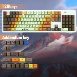 Keycaps, PBT keycap, Cherry Profile,104 Key Set for Mechanical Keyboard English (US) Layout（Yellow Climbing）