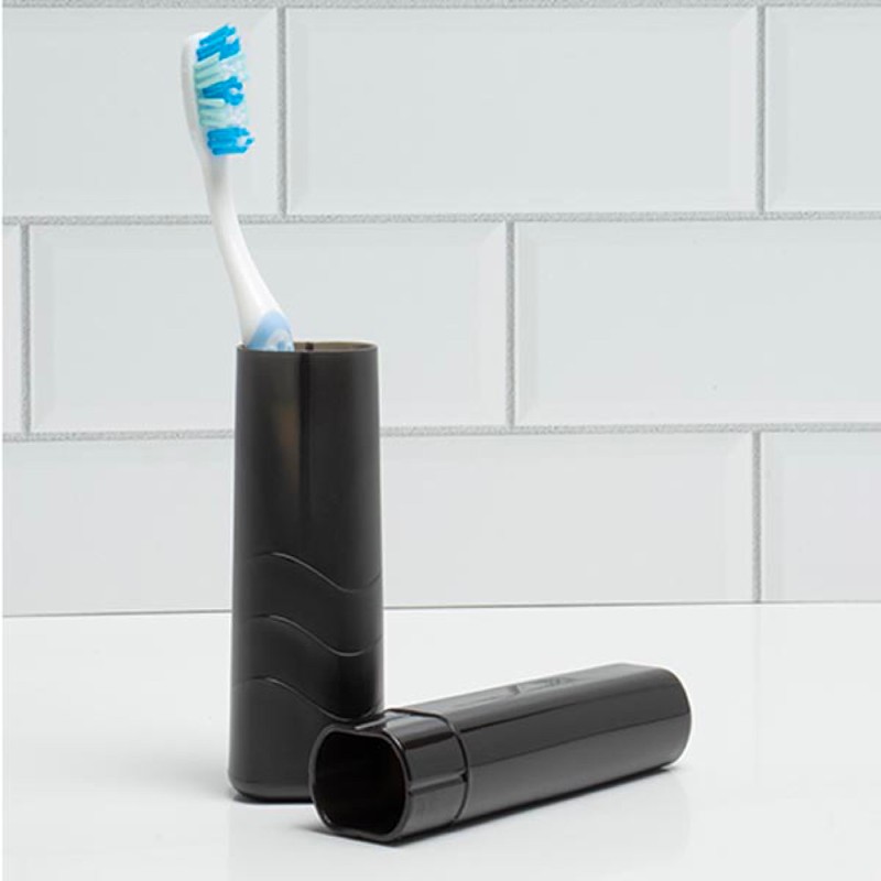 Sprayco StandingTravel Toothbrush Holder with Microban, Blue & Black, 2-Pack