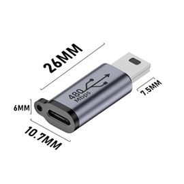 JORINDO 2 Pack Mini USB to Type-C Adapter，480Mbps Mini USB Male to USB C Female Adapter for Connecting Compatible Laptops/Tablets (Mini USB Male to Type-C Female)