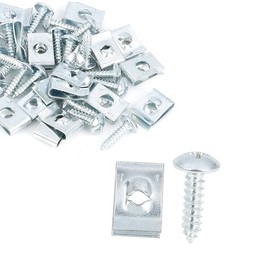 Partuto 20 Sets 4.2x16mm U Clip Screw Assortment Car Clips Fasteners with Screws for Bumper Dash Door Panel Interior Silver Tone Replacement