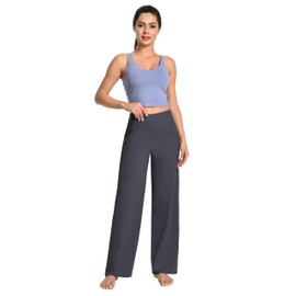 BUBBLELIME 29"/31"/33"/35"/37" Women's Wide Legs Yoga Pants Loose Lounge Sweatpants - Wide Legs_DEEP_Grey XS_29" Inseam
