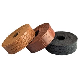 Wento 3/4'' Wide by 108'' Long Faux Leather Straps Crocodile Leather Strips for Crafts Vegan Leather Faux Leather Strips 3 Color Mixed
