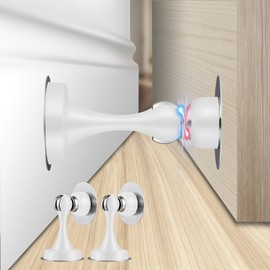 TOPTAKE Door Stoppers - Versatile and Durable Stainless Steel Door Stopper with Robust Magnetic Catch - Security Door Stopper, Holder & Jam, Ideal for All Surfaces (2, white-2Pack)