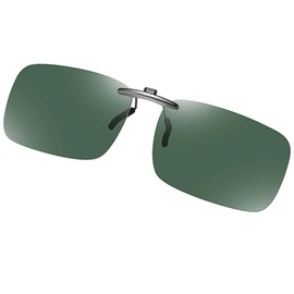 FF FRAZALA Polarized Clip On Sunglasses Rimless Anti Glare UV Protection Sunglasses for Prescription/Myopia Glasses (Dark Green,Medium)