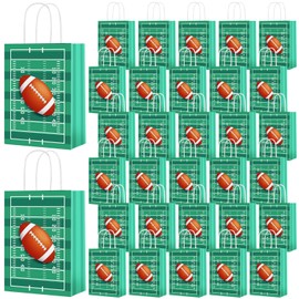 Cptoion 30 Pcs Football Gift Bags,Football Party Favor Bags,Football Treat Candy Bags,Football Goodie Bags with Handle,Football Gift Treat Bag for Football Theme Shower Sports Party Decoration