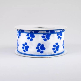 Expressions 10 Yards Blue Pawprint Paw Print Dog Cat Pet Paws Wired Ribbon 1.5" 30 Feet Roll