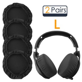 Linkidea Fabric Headphones Ear Cover, Washable Sanitary Earpads Protectors for Gym, Gaming, 2 Pairs Cloth Sweat Cover for Headphones Ear Cups (Size Large, Dark Grey)
