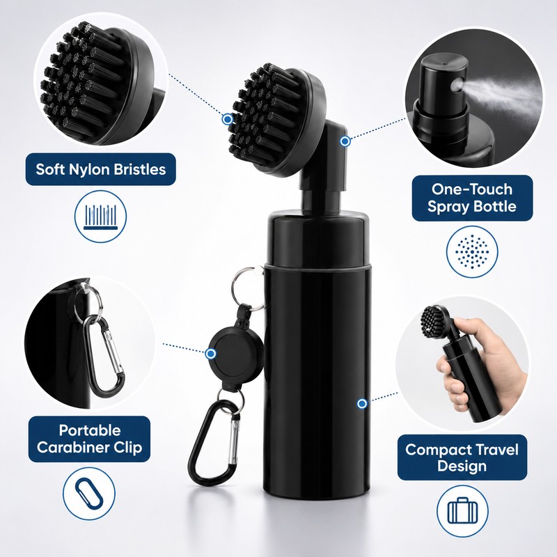 Golf Club Cleaning Kit for On-Course Care – Spray Brush,