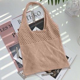 Auliuse Beach Bags for Women, Ladies Handbag, Boho Shoulder Bag, Crochet Beach Bag, Women Knitted Handbags, Crochet Tote Bag for School Holiday Daily Work Shopping Travel (Khaki)