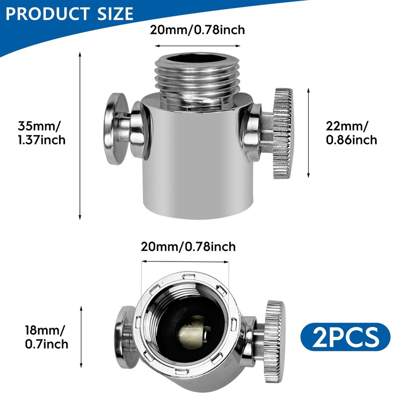 2pcs G1/2 Head Shut-Off Valve, Water Flow Control Valve, Shower