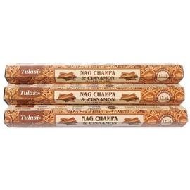 You International Tulasi Nag Champa & Cinnamon Sticks Set of 3, 15 Sticks per Box
