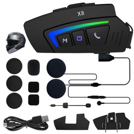 Auriculares Bluetooth para Motocicleta con Micrófono, Micrófono Suave y Duro 2 en 1, Auriculares Deportivos Impermeables Bluetooth 5.3 para Casco, Pueden Conectar dos Dispositivos al Mismo Tiempo