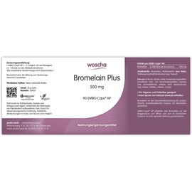 woscha Bromelain Plus 500 mg 90 Embo Caps, AP (53 g) (Vegan)