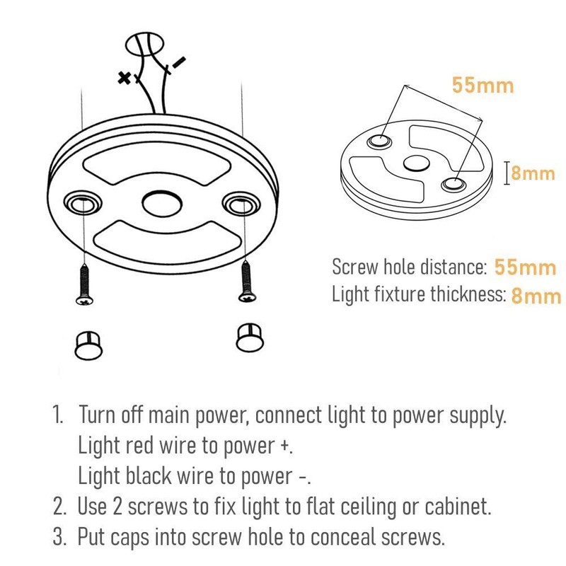 Obeaming Campervan Interior LED Ceiling Puck Light, 12V Dimmable 75mm