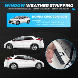 GOMADEIT Chrome Window Weather Stripping for Honda Civic 2012 2013 2014 2015, for Honda Civic Window Trim Molding, 72450-TR0-A01 72410-TR0-A01 72950-TR0-A01 72910-TR0-A01