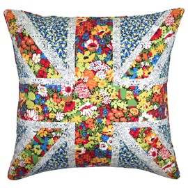 FLORET LONDON [LIBERTY PRINT LIBERTY PRINT] Cushion Cover 17.7 x 17.7 inches (45 x 45 cm) Union Jack Yellow