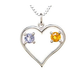 Sterling Silver Pendant Couple's Heart June & November