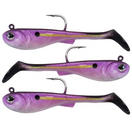 FISHN® GRUMPYbaby Rubberfish Set - Weight: 13g, Length: 11cm - Extreme swimming action, fishing lures for pike fishing, Softbait (3 pieces) (GRUMPYbaby Purple Rain)