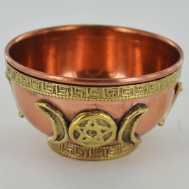 Copper Bowl Triple Moon Small Witch & Magic Accessory for Wicca Potions Neopaganism Gift