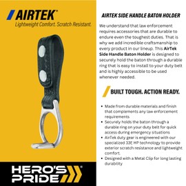 Hero's Pride AirTek Baton Ring for Duty Belt, PR-24 Side Handle Metal Baton Holder, Two Leather Reinforced Metal Snaps for Secure Fit, Easy Install and Quick Access for Law Enforcement