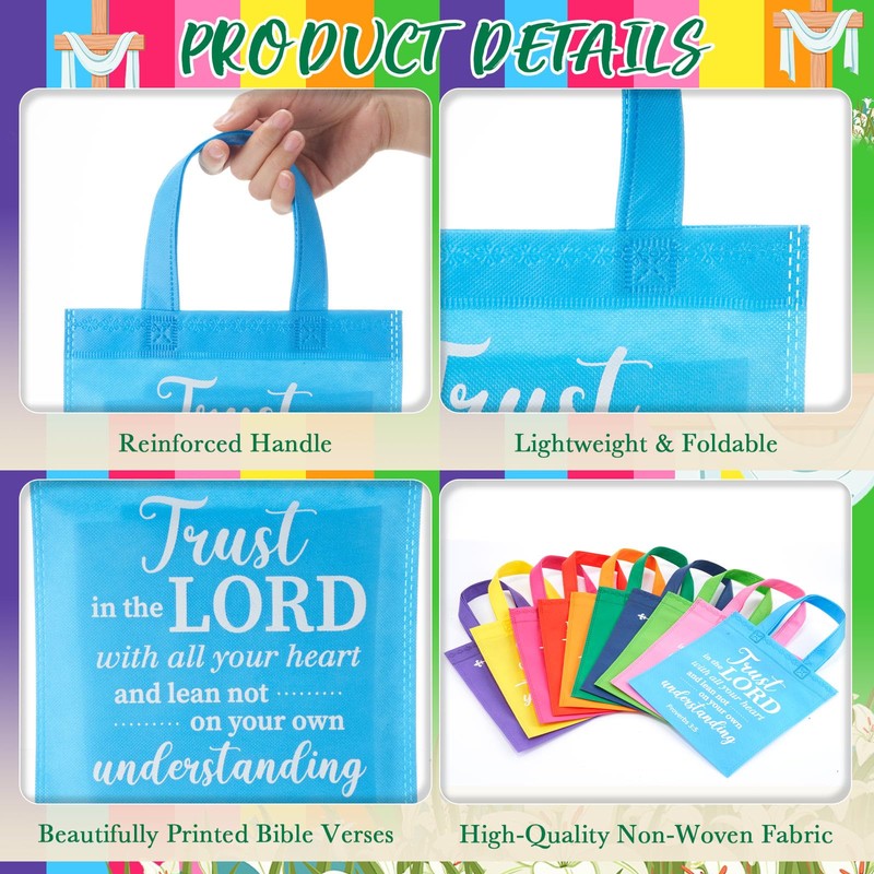 WILLBOND 30 Pcs Christian Tote Gift Bags Reusable Bible Verse