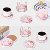 6 Pcs Pink Marble Abstract Ceramic Coasters with Holder Best