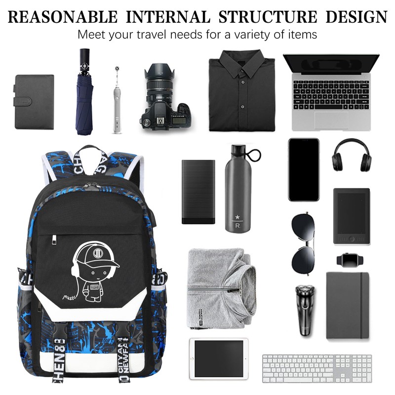 RM Family - Mochila luminosa para niños, 15.6 pulgadas con
