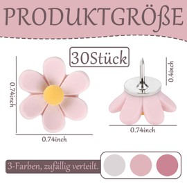 30 Piece Pin Set, Drawing Pins for Cork Board, Thumbtacks, Home Decoration, It Is A Fun Gift for Family, Friends and Colleagues (Pink Series)