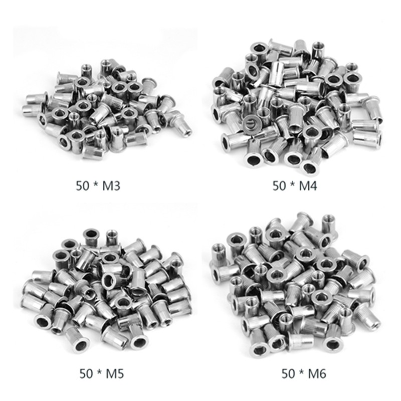 200pcspcs Threaded Insert M3, M4, M5, M6 304 Stainless Steel