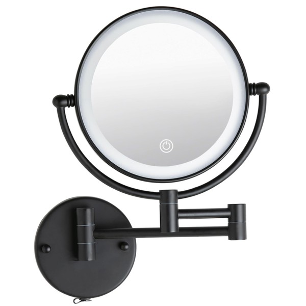 LEDOOLE Wall Mounted Makeup Mirror with Lights and 10X Magnification,