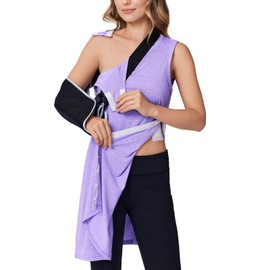 Deyeek Shoulder Surgery Dress for Women Chemo Port Dress for Women After Rotator Cuff Tank Dress Hospital Gowns Mauve