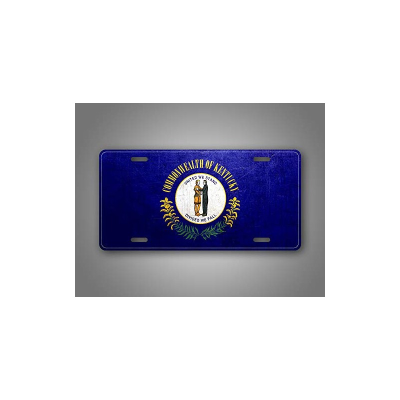 Kentucky Weathered Metal Flag License Plate Antique KY State Flag