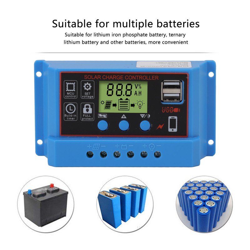 12V 24V Solar Charge Controlle LCD Display Solar Panel Controller