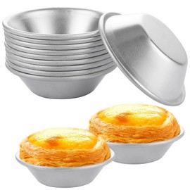GBACHOOSE 50 Pcs Egg Tart Mould, Thicker Mini Pie Dishes, Non-Stick Quiche Pie Tart Tins for Dessert, Silver