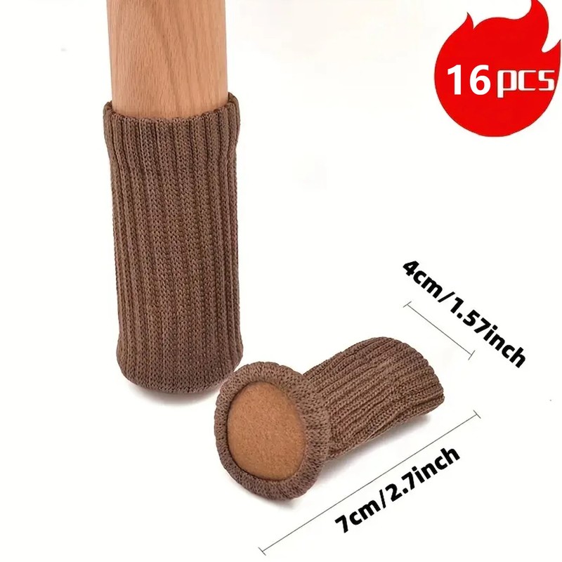 16 Pack Black Chair Leg Socks – Double Thick Knitted