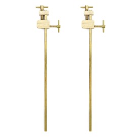 QWORK Solid Brass Miniature Bar Clamps, 2 Pack Solid Bar Clamps for Woodworking, Metal Parallel Clamps Tool Set, 9-7/16" Maximum Support Size, Set of 2
