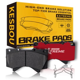 KESBOU Carbon Fibre Front Brake Pad Compatible With 2008-2021 Lexus LX570, 2007-2021 Toyota Tundra 2008-2011, 2013-2021 Land Cruiser, 2008-2022 Sequoia, OE-Grade Performance w/Hardware-D1303